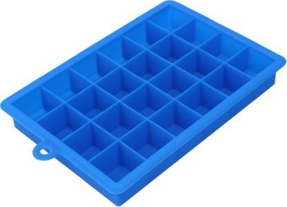 Stacked silicone ice cube trays in multicolor