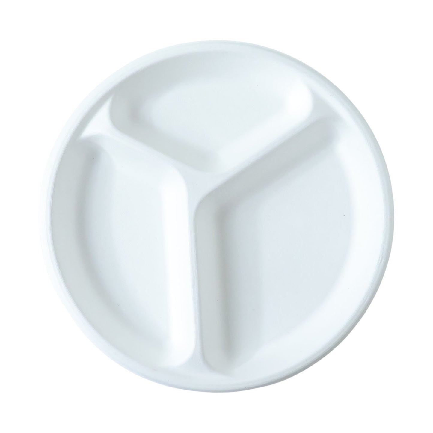 Vegnar 10 Inch 3-Compartment Round Compostable Bagasse Plate (10 Pc)