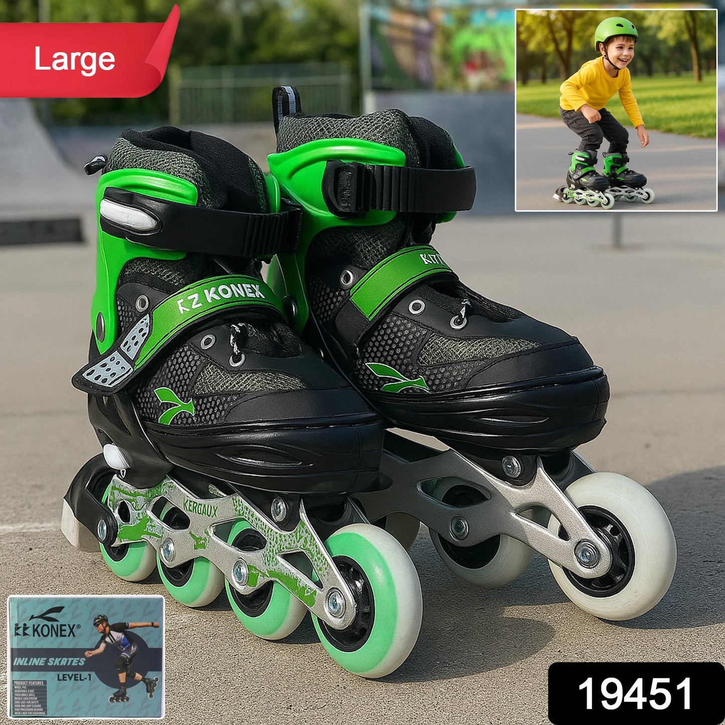 Professional Adjustable Inline Skates for Kids and Adults (Large / 1 Pair)