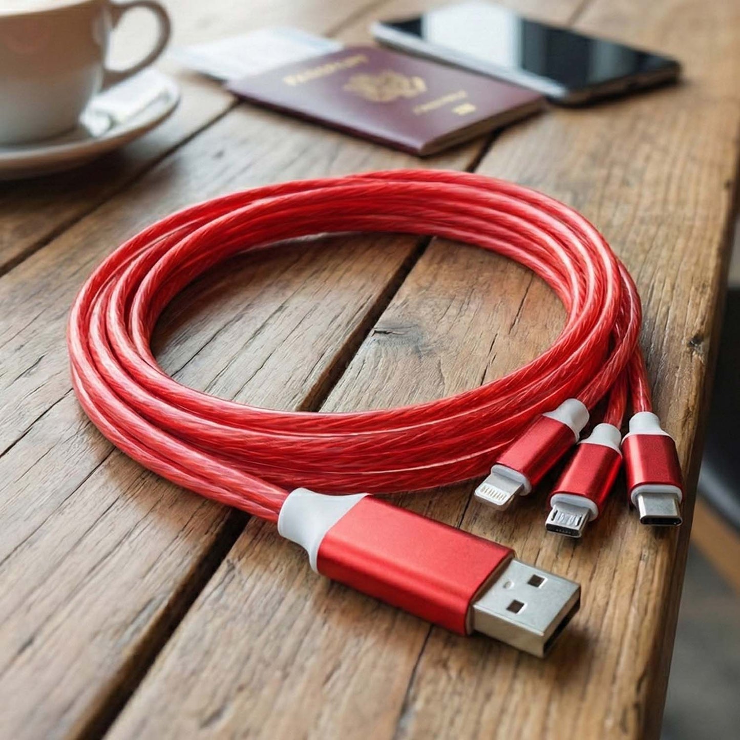 3-in-1 LED Glow Fast Charging Cable (1 Pc)