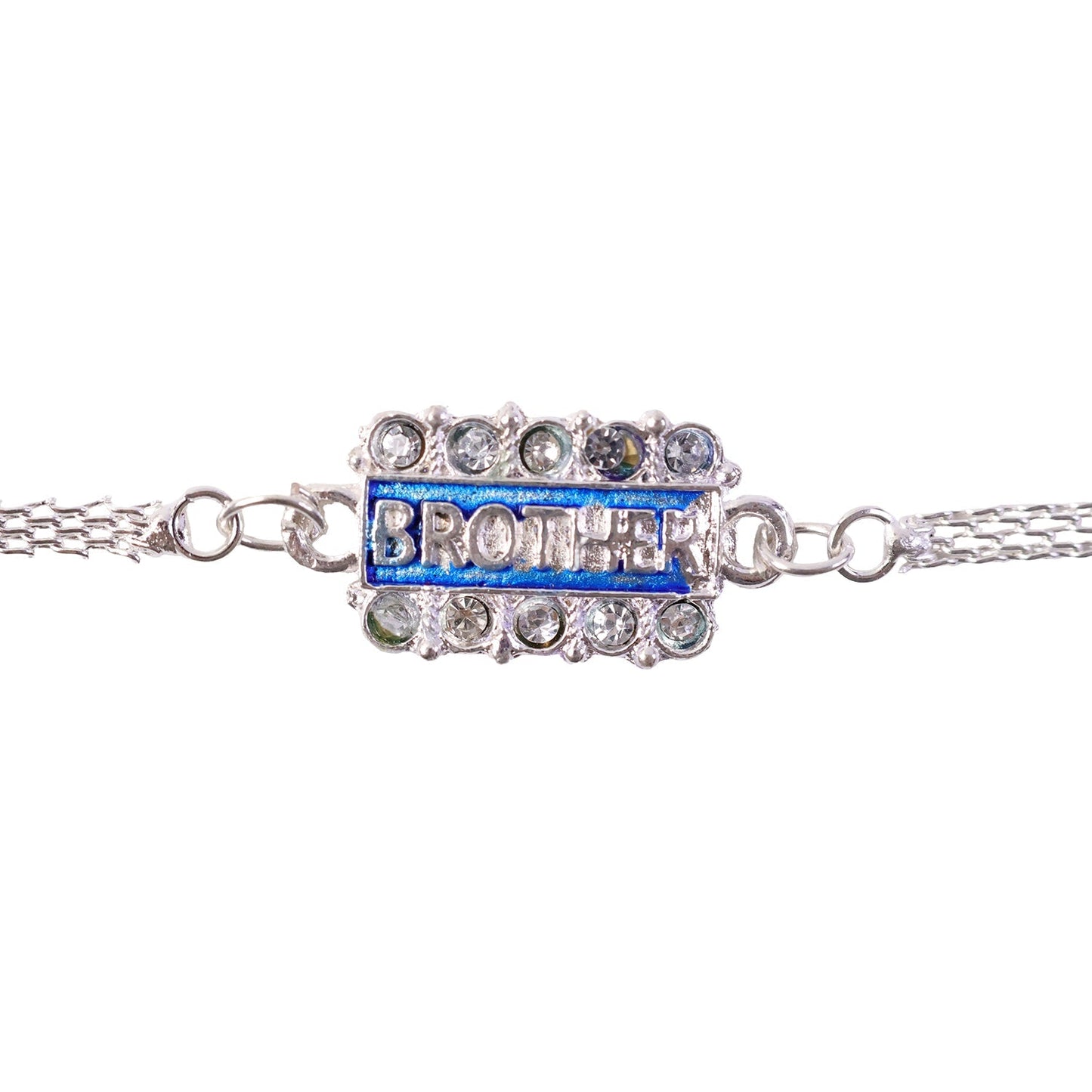 Brother Nameplate Chain Style Stone Studded Designer Rakhi (5pcs)