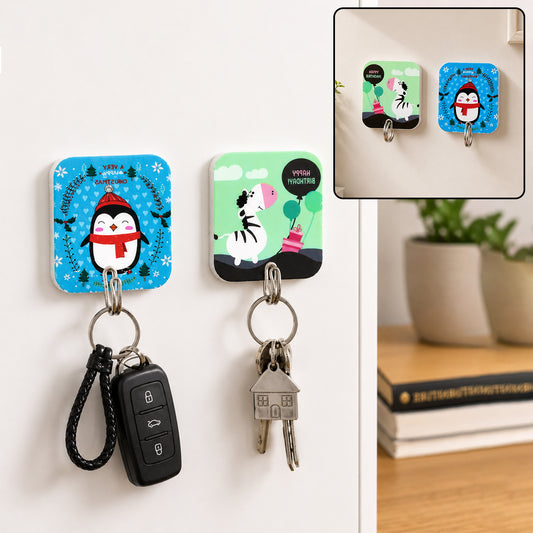 Self-Adhesive Cartoon Hooks – Strong 3 Kg Hold, 2 Pc Set