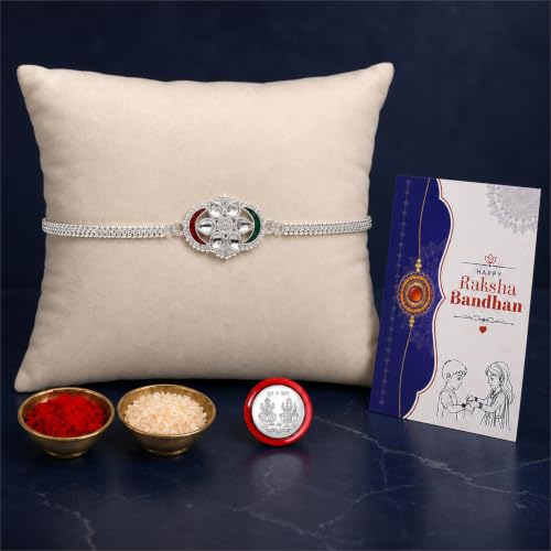 Oval Multicolor Rakhi for Brother & Bhaiya - Raksha Bandhan Gift Set, Pack of 4