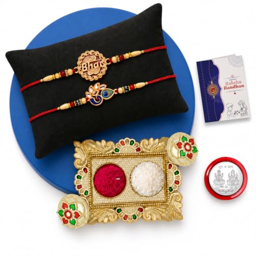 Bhai Rakhi for Brother with Pooja Thali - Raksha Bandhan Gift Set, Pack of 6