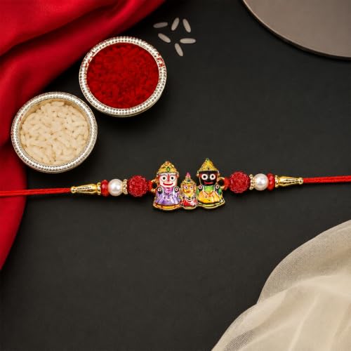 Rakhi for Brother with Art Pooja Thali - Raksha Bandhan Gift Set, Pack of 7