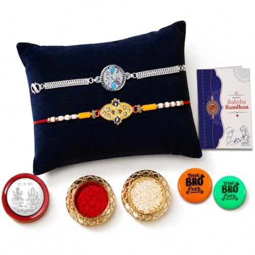 Bhai Rakhi Combo - Raksha Bandhan Gift with Decorative Magnets 2pcs, Pack of 6 for Bhaiya