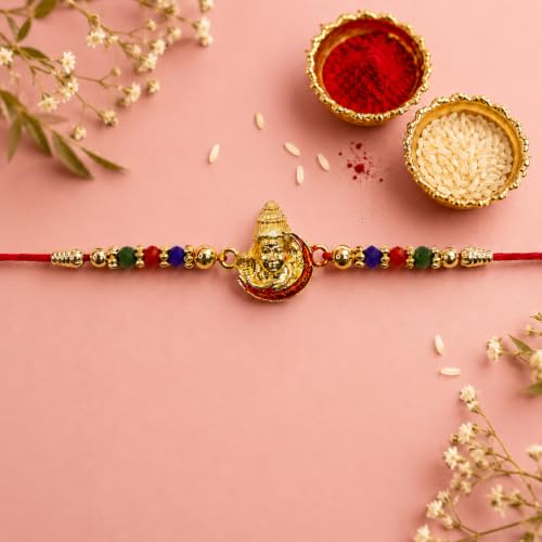 Peacock Rakhi for Brother with Pooja Thali - Raksha Bandhan Gift Set, Pack of 7