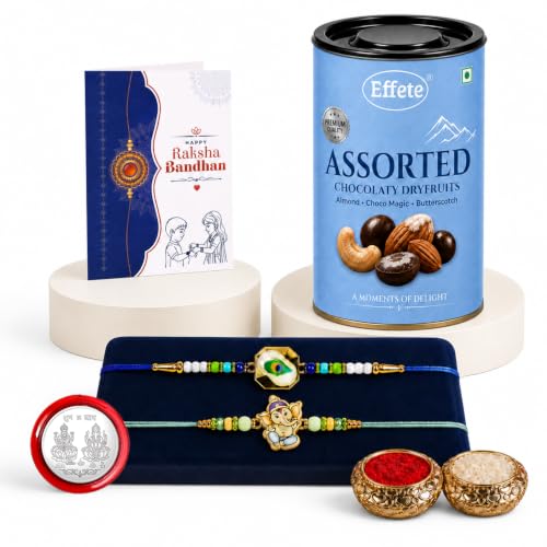 Square, Ganesha Rakhi Combo - Raksha Bandhan Gift with Assorted Choco 96gm, Pack of 6