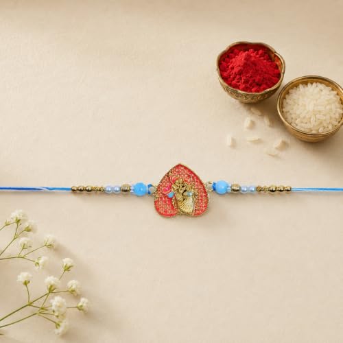 Flower Rakhi for Brother with Pooja Thali - Raksha Bandhan Gift Set, Pack of 7