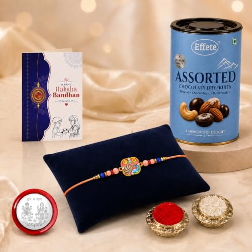 Peacock Rakhi Combo - Raksha Bandhan Gift with Assorted Choco 96gm, Pack of 5 | Rakhi Gift
