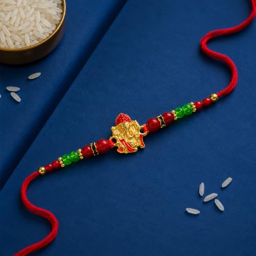 Om, Ganesh Rakhi Combo - Raksha Bandhan Gift with Heart-Shape Organizer, Pack of 6