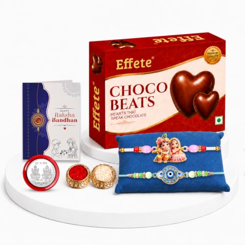 Krishna Radha, Evil Eye Rakhi Combo - Raksha Bandhan Gift with Choco Beats 32gm, Pack of 6