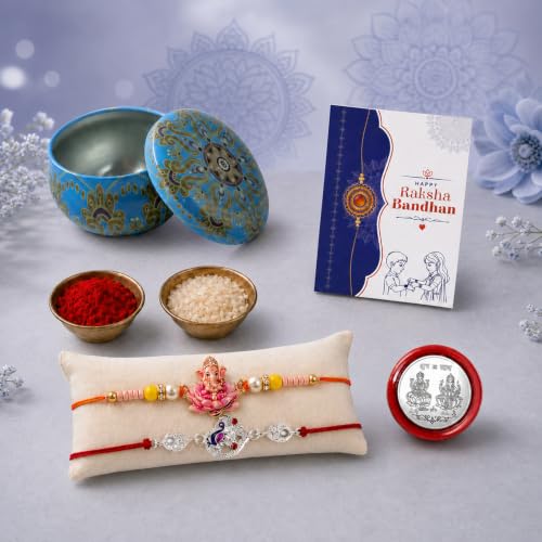 Silver Peacock Rakhi Combo - Raksha Bandhan Gift with Heart-Shape Organizer, Pack of 6