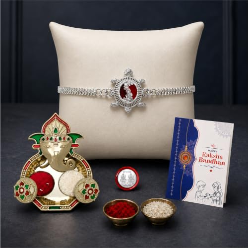 Turtle Rakhi for Brother with Pooja Thali - Raksha Bandhan Gift Set, Pack of 5