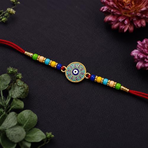 Evil Eye Rakhi Combo - Raksha Bandhan Gift with Choco Beats 32gm, Pack of 5 | Rakhi Gift