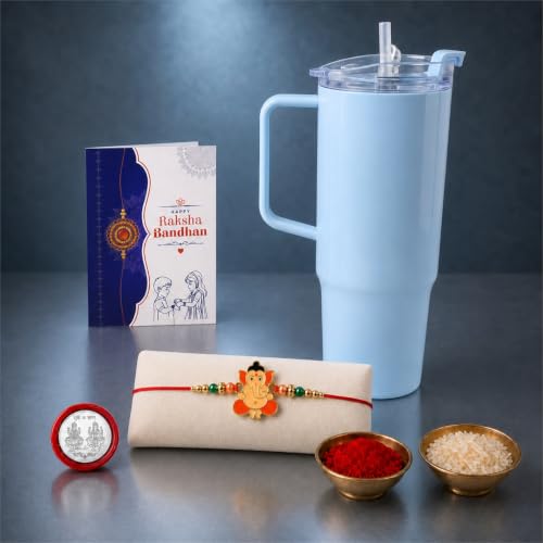 Ganesha Rakhi Combo gift pack for Raksha Bandhan with all components displayed.