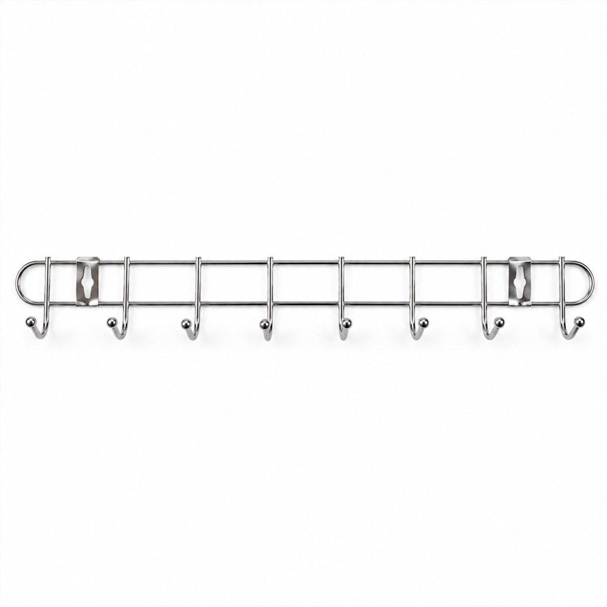 Steel Wall Mount Hanger Rack with 8 Rounded Hooks (1 Pc, Approx. 47 cm)