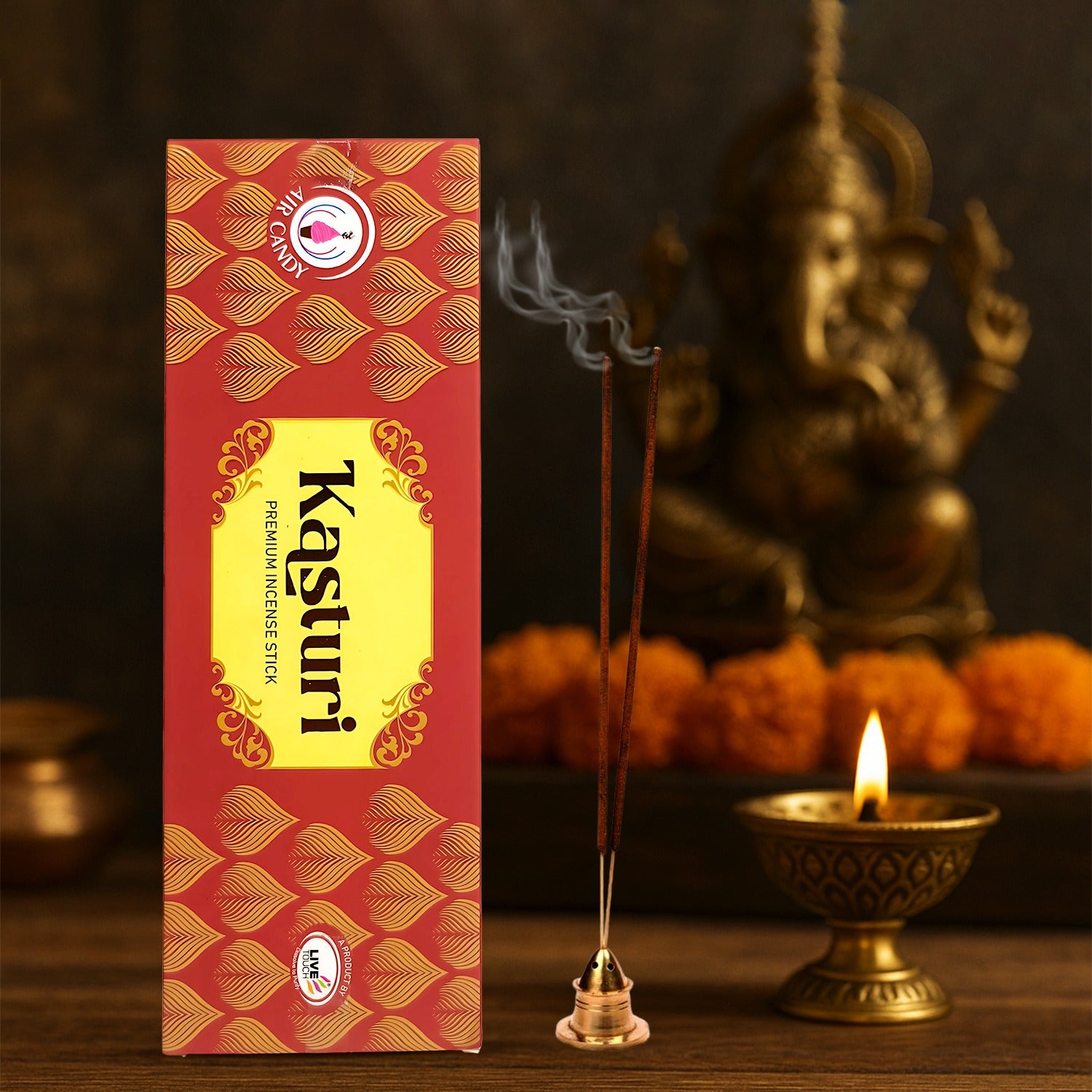 Kasturi Agarbatti Premium Incense Sticks – Divine Fragrance for Puja, Meditation, Yoga & Home Ambience (90gm)