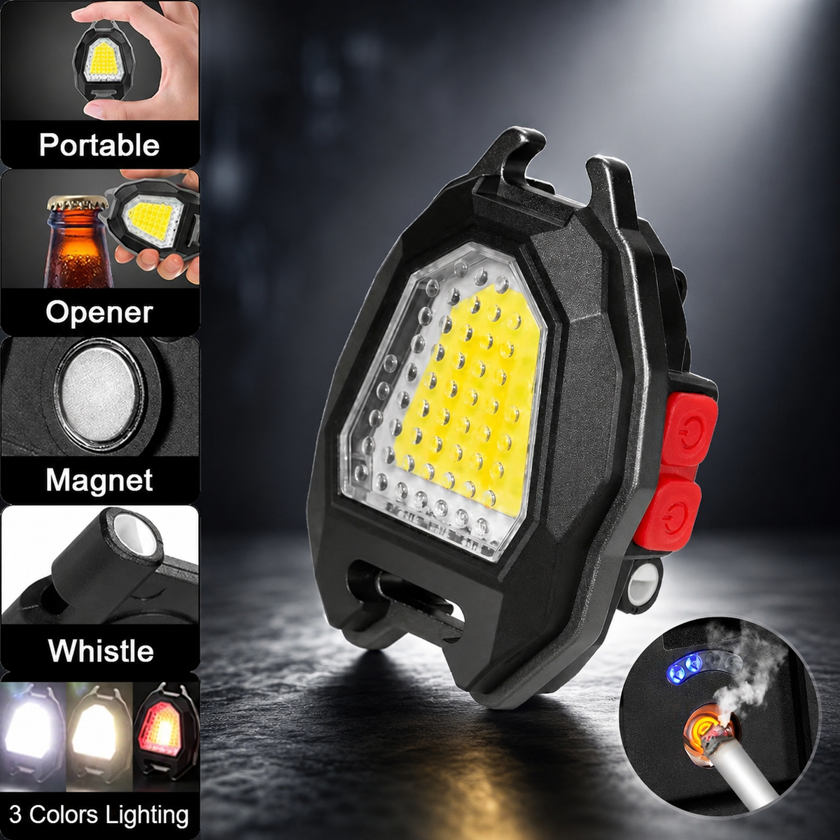 Camping Flashlight – Triangular LED with Lighter & 6 Modes | Poravar