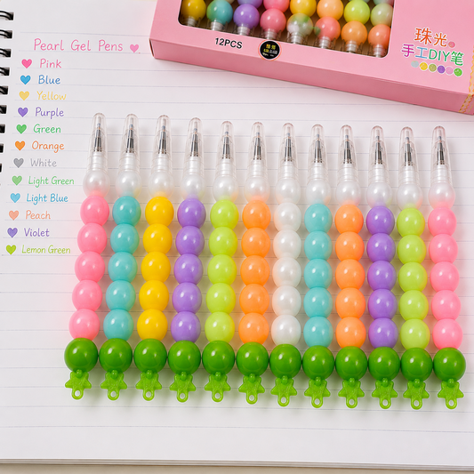 Pearl Gel Pen Set – Multicolor Moti Pens for Kids (12 Pc) | Writezo