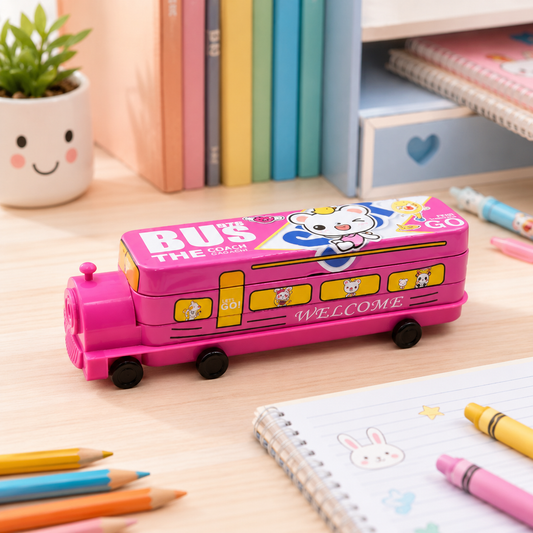 Metal Bus Pencil Case – Double Decker with Sharpener | Deskrova