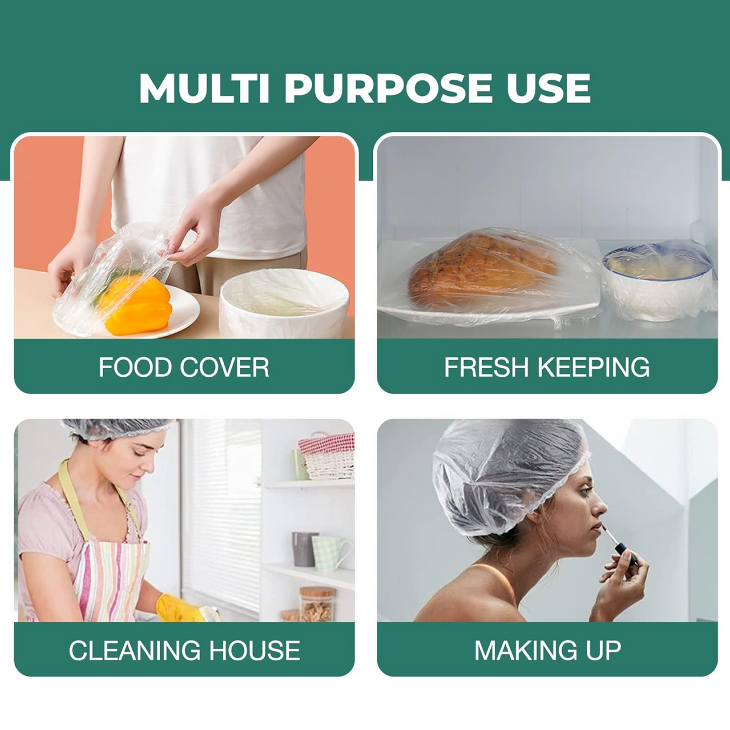 महिलाओं के लिए डिस्पोजेबल शावर कैप्स, बड़े, मोटे, वाटरप्रूफ और व्यक्तिगत रूप से लपेटे हुए, होटल और स्पा, हेयर सैलून, घरेलू उपयोग, पोर्टेबल यात्रा के लिए प्लास्टिक इलास्टिक हेयर बाथ कैप्स (1 पीस | 10 पीस)