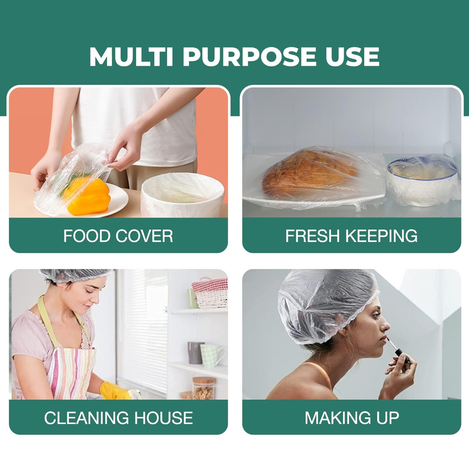 महिलाओं के लिए डिस्पोजेबल शावर कैप्स, बड़े, मोटे, वाटरप्रूफ और व्यक्तिगत रूप से लपेटे हुए, होटल और स्पा, हेयर सैलून, घरेलू उपयोग, पोर्टेबल यात्रा के लिए प्लास्टिक इलास्टिक हेयर बाथ कैप्स (1 पीस | 10 पीस)