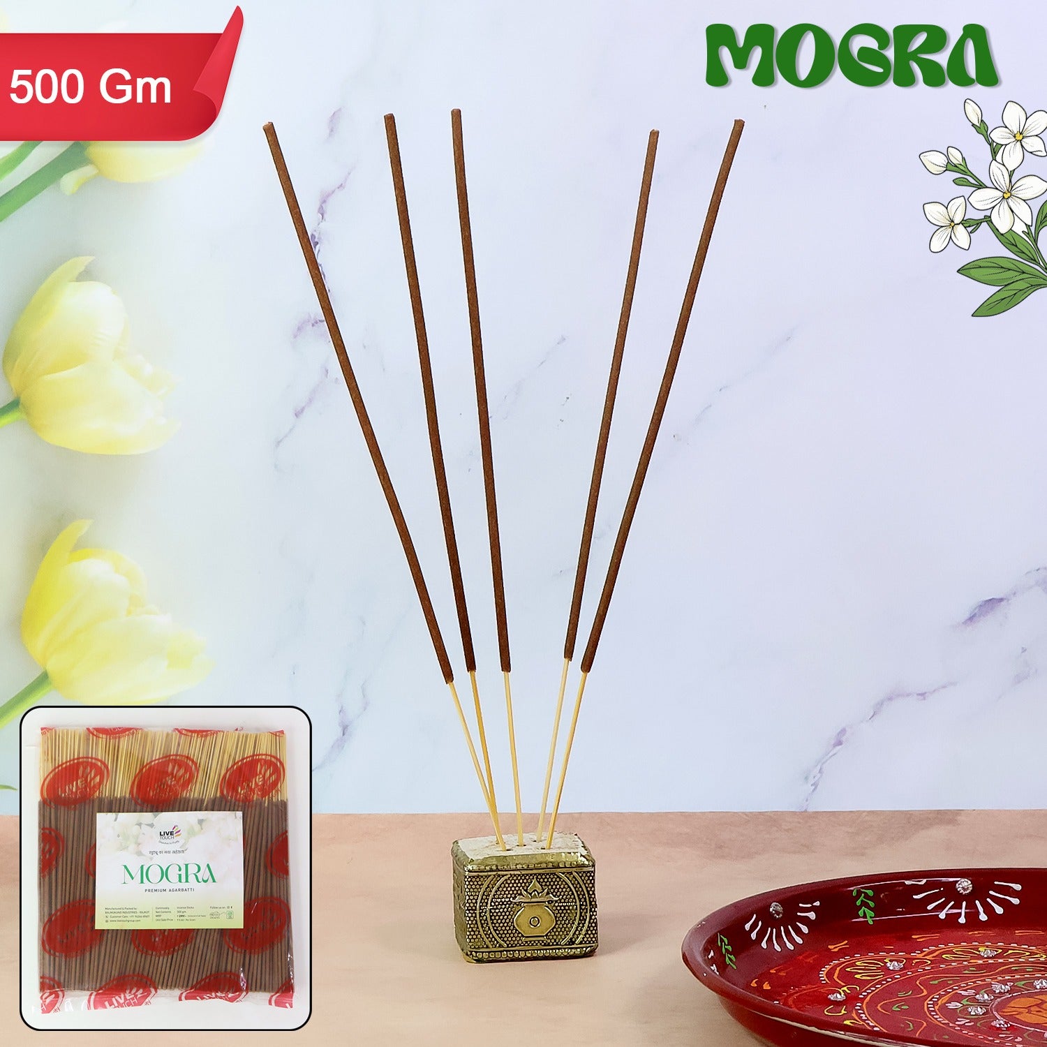 Mogra Premium Incense Sticks 500g Long-Lasting Fragrance Agarbatti for Home