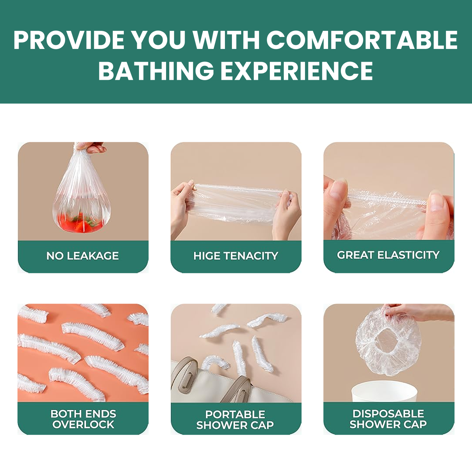 महिलाओं के लिए डिस्पोजेबल शावर कैप्स, बड़े, मोटे, वाटरप्रूफ और व्यक्तिगत रूप से लपेटे हुए, होटल और स्पा, हेयर सैलून, घरेलू उपयोग, पोर्टेबल यात्रा के लिए प्लास्टिक इलास्टिक हेयर बाथ कैप्स (1 पीस | 10 पीस)