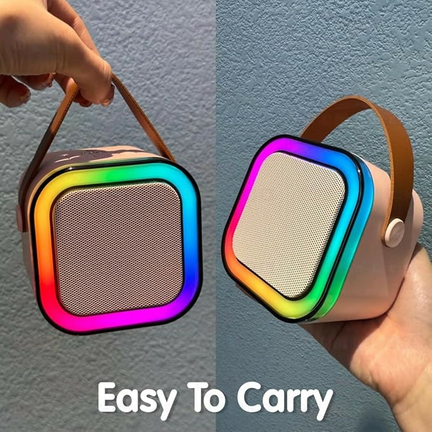 Portable Karaoke Speaker with Wireless Mic, LED Light Effects, BT 5.3