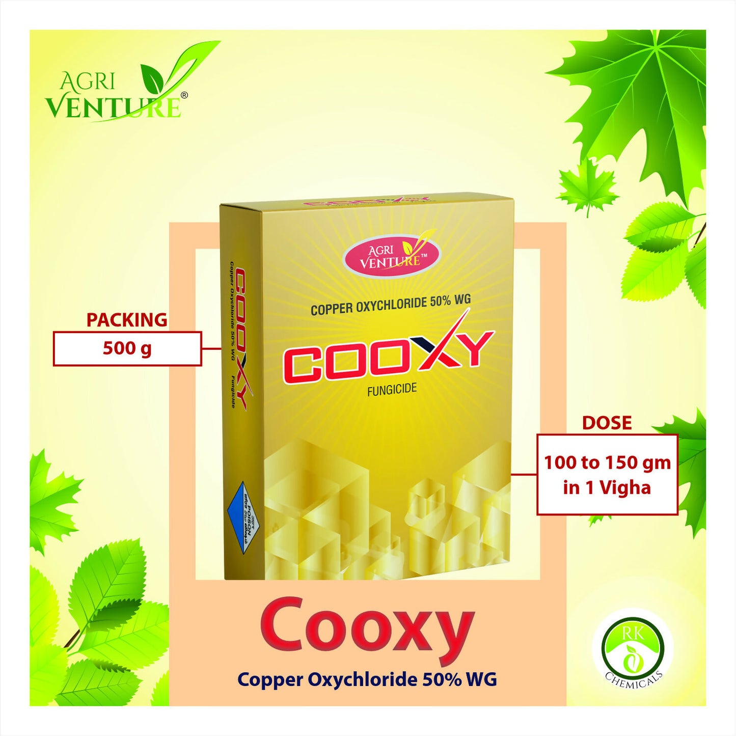 AgriVenture COOXY (Copper Oxychloride 50 % WP) Broad Spectrum Fungicide, Effective Against Fungus. (500Gm)