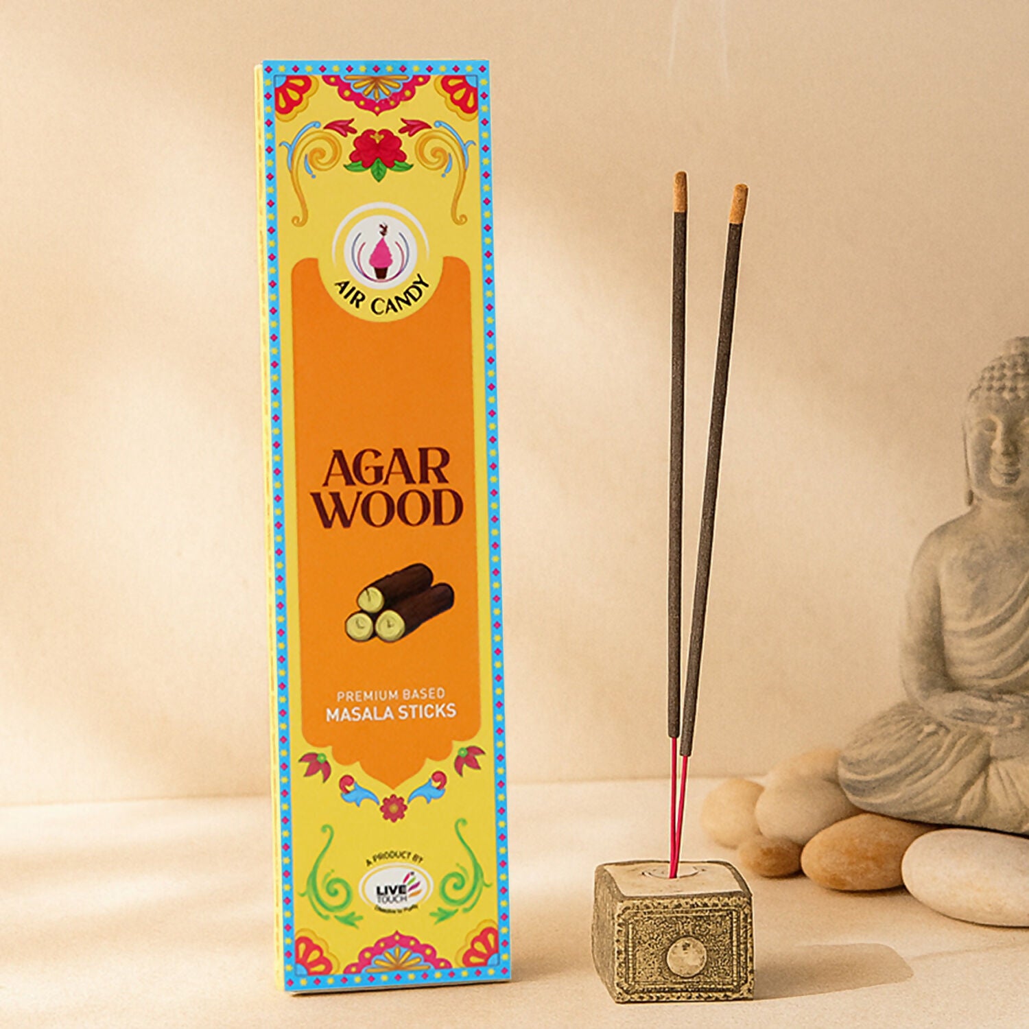 Air Candy Agarwood Premium Masala Incense Sticks – Calming Aromatic Fragrance for Home & Meditation (Pack of 10 Sticks)
