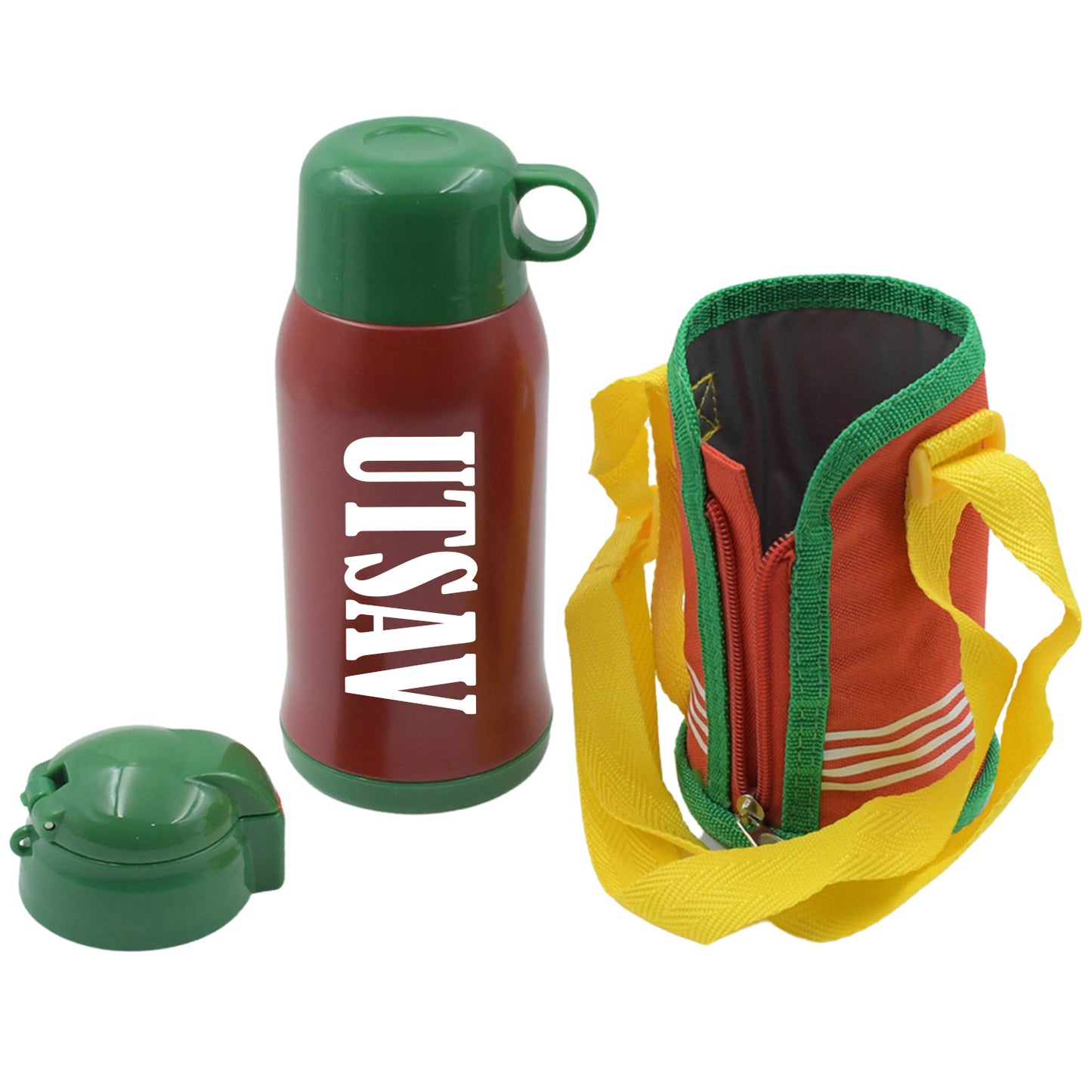 Customize Premium Stainless Steel Insulated Sipper Bottle Print Water FlaskCartoon Vacuum Hot Cold For Kids / Travelling Water Bottle for Kids with  up Straw,  Double Wall Thermos with Straw & Bottle Zippe Cover For office/Gym/School (550 ML)