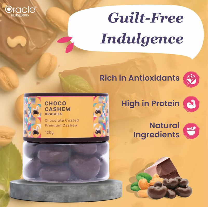 Oracle Nuts & Berry Premium Choco Cashew Dragees Chocolate Coated Crunchy Cashew Nuts (120gm)