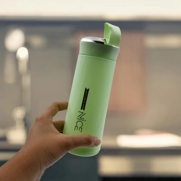 Water bottle 400ml leak proof, glass water bottle with daily water intake for gym and children, Nice Bottle (1 pc / Light Green Color)
