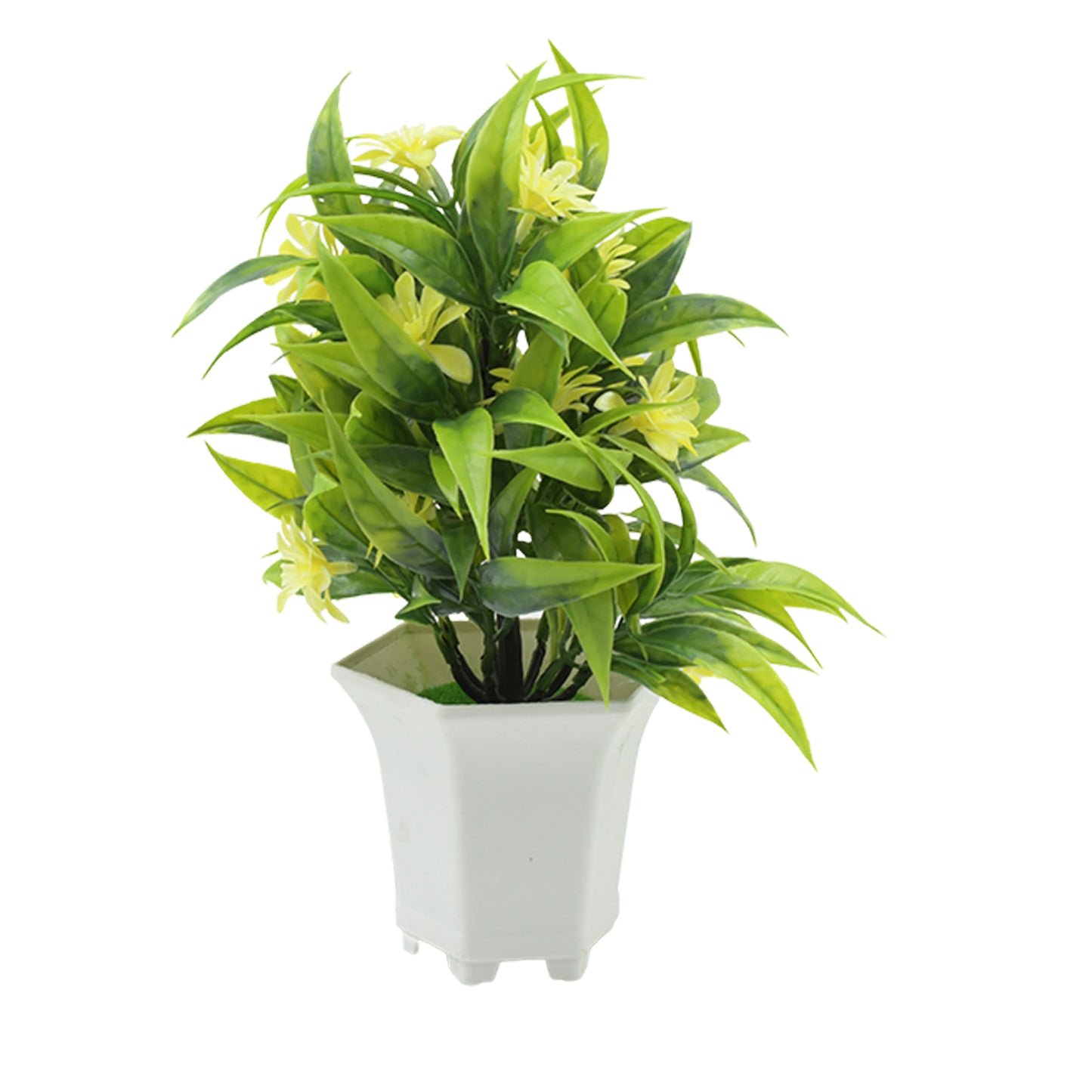 Artificial Flower Plant with Cute Pot – Home & Office Tabletop Decor, Indoor Balcony Plant (1 Pc)