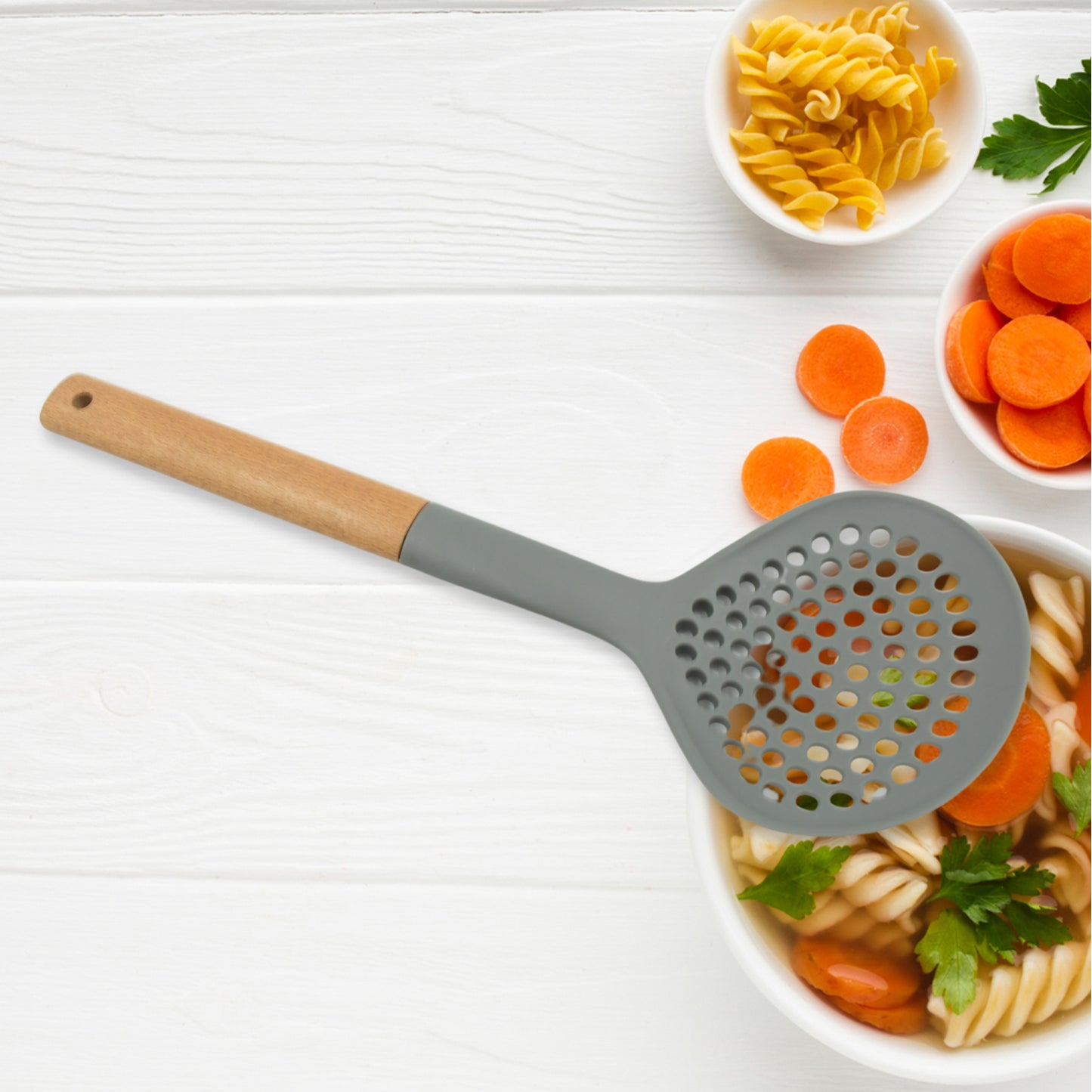 Plastic Kitchen Accessories Skimmer, Spatula Spoon & Soup Spoon Heat Resistant Non Stick Spoons Kitchen Cookware Items Heat Resistant Plastic Kitchen Utensils for Cooking, BPA FREE Gadgets for Non-Stick Cookware (1 Pc )