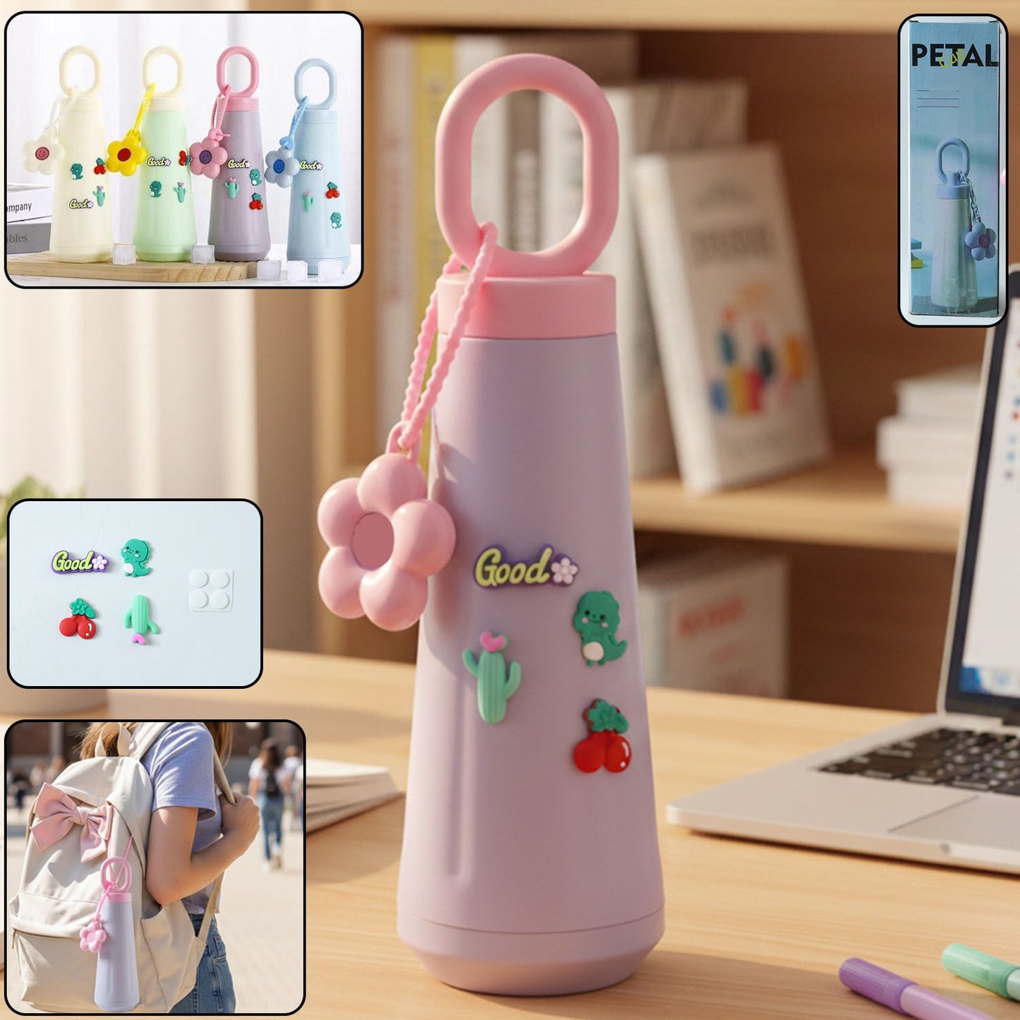 450ML portable water bottle with hanging loop