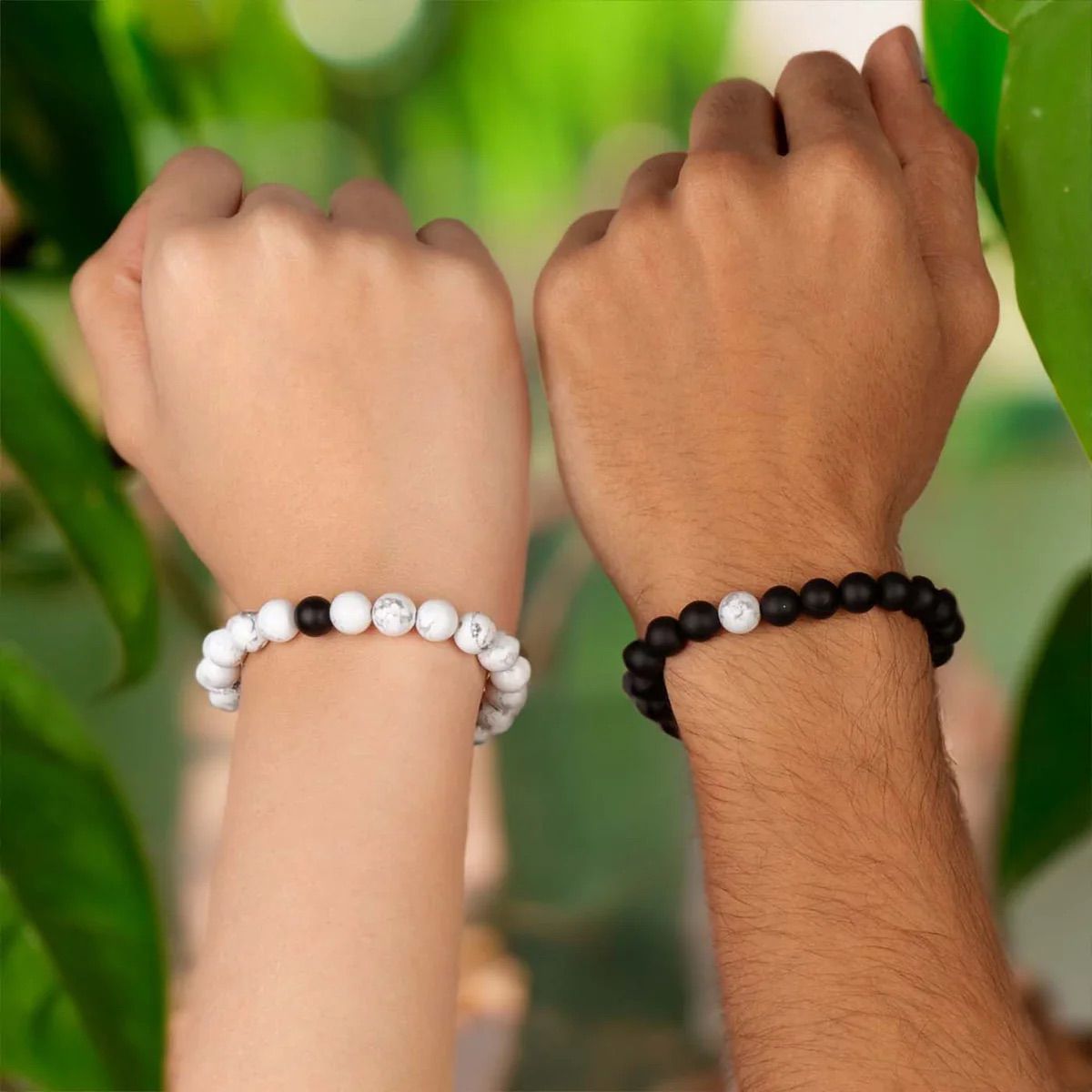 Crystal Natural Stone Couple Bracelet (Pack Of 2Pcs)