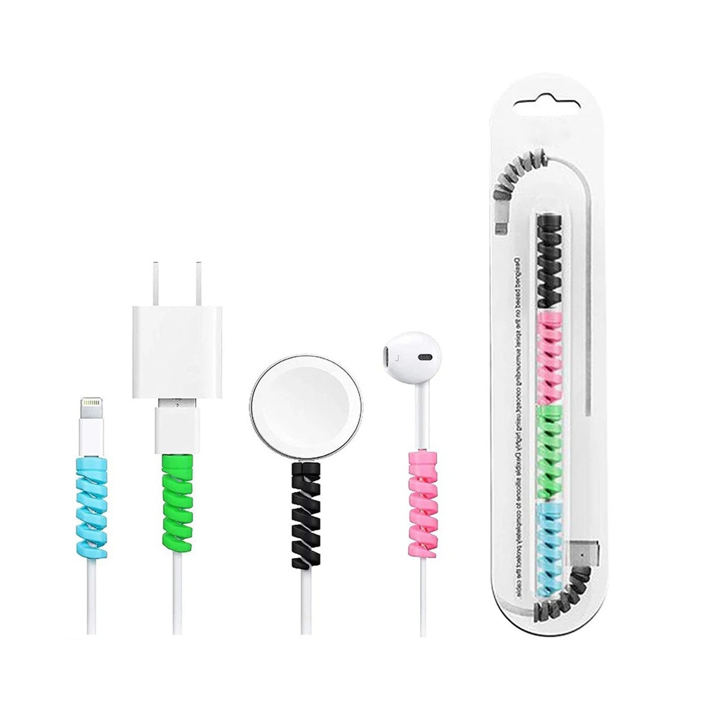 सर्पिल चार्जर स्प्रिंग केबल प्रोटेक्टर डेटा केबल सेवर (4 का पैक)