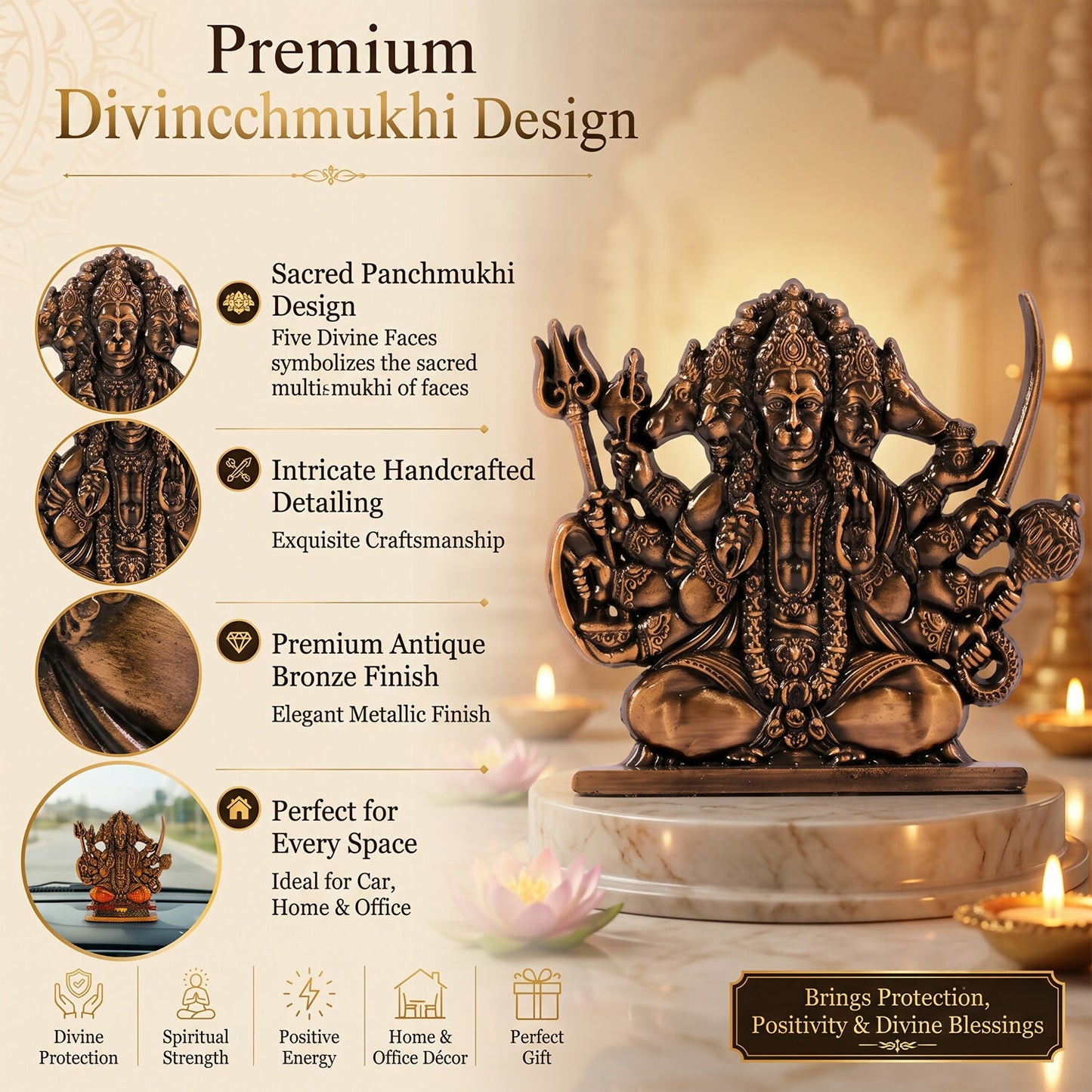 Brass Panchmukhi Hanuman Idol-05