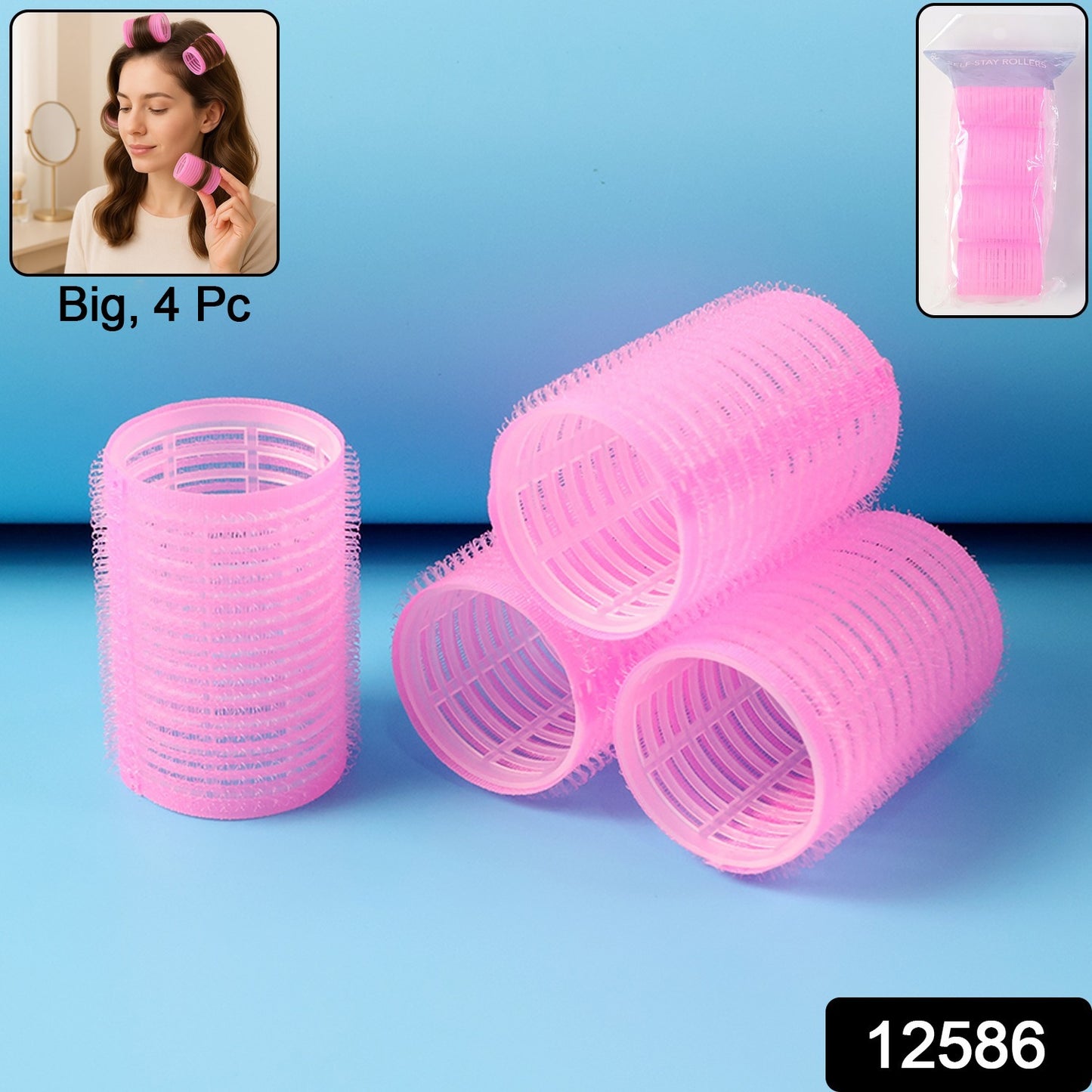 Self-Grip Hair Rollers Set (4 Pc / Big)