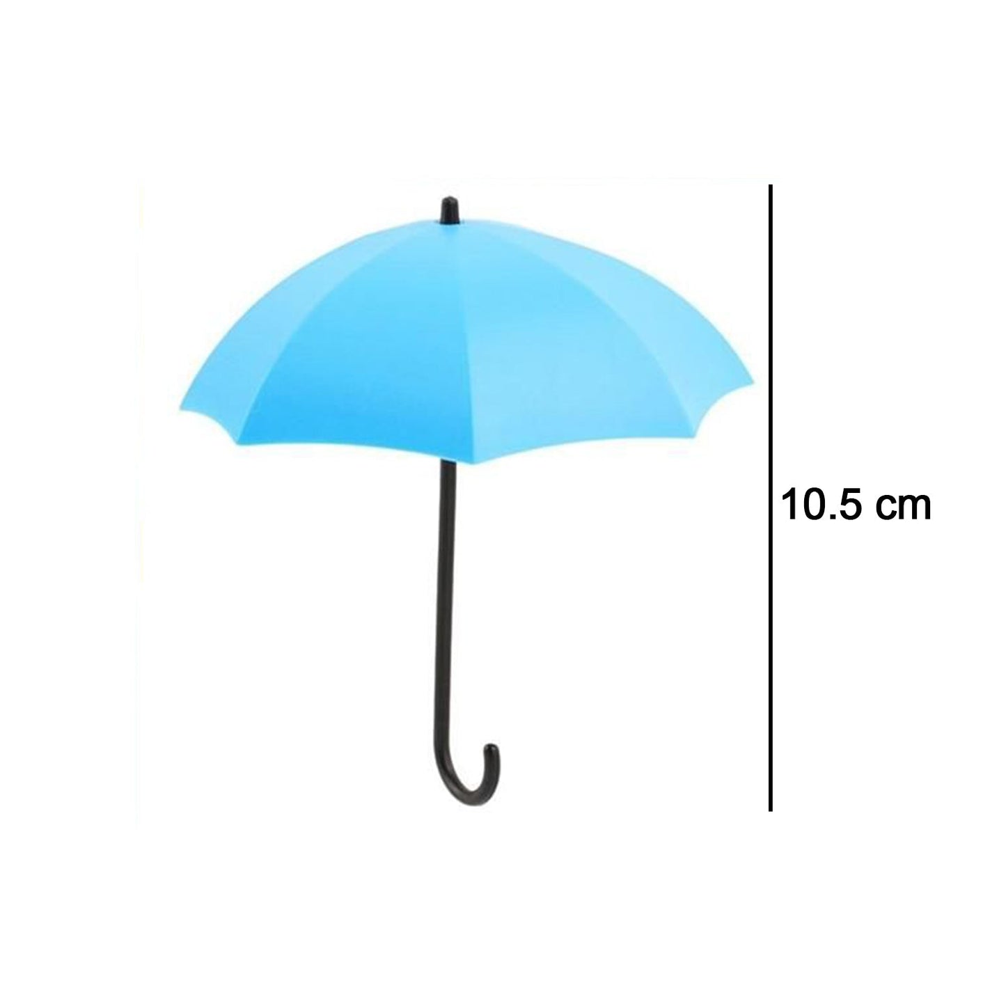 Umbrella-shaped adhesive wall hook against a colorful wall