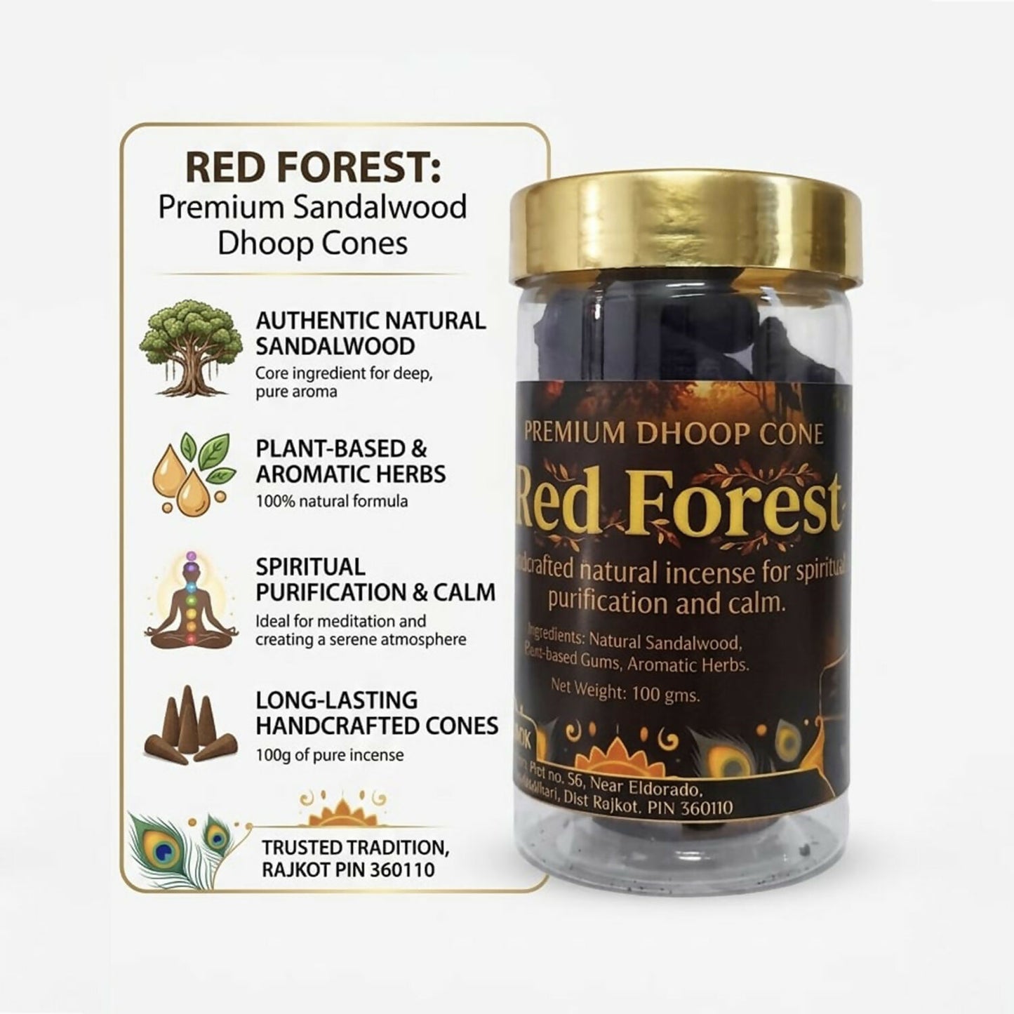 Close-up of Red Forest Dhoop Cones showing aromatic cones