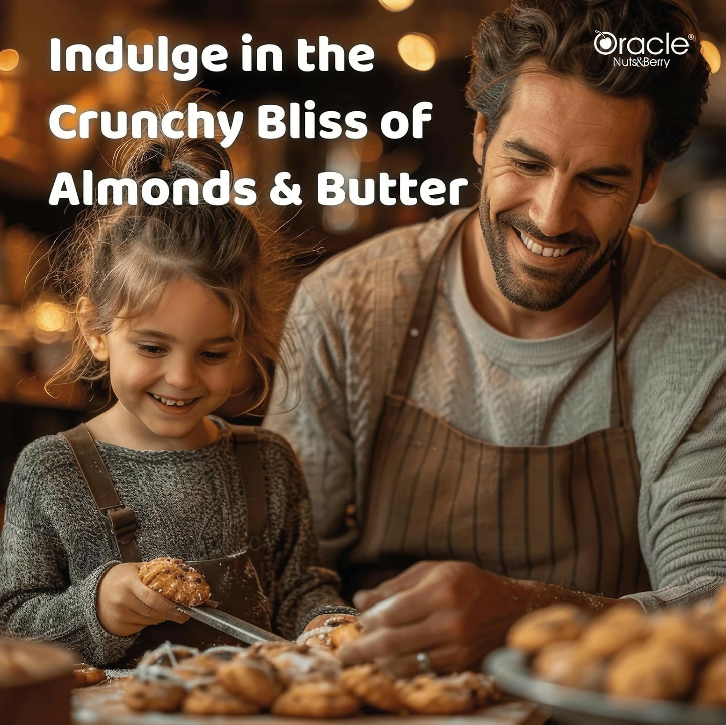 Crispy biscuit cookies with almond chunks and butter