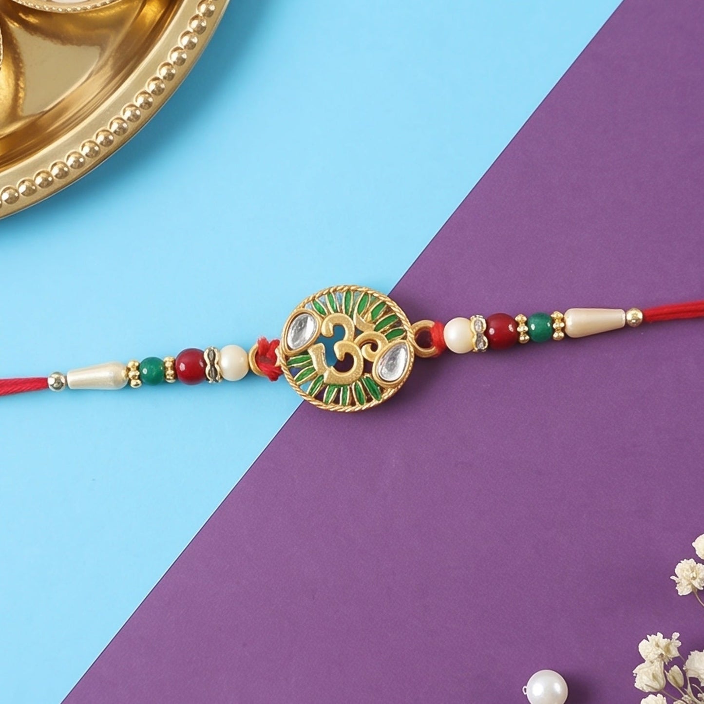 Om Stone Studded Designer Rakhi for Raksha Bandhan (5pcs)