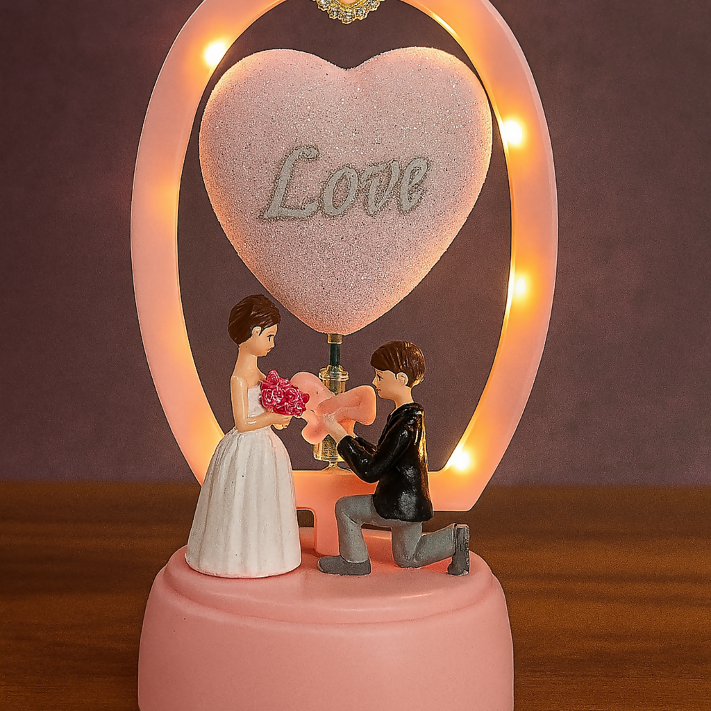 Romantic Couple LED Showpiece with Heart Design Table Decor Gift