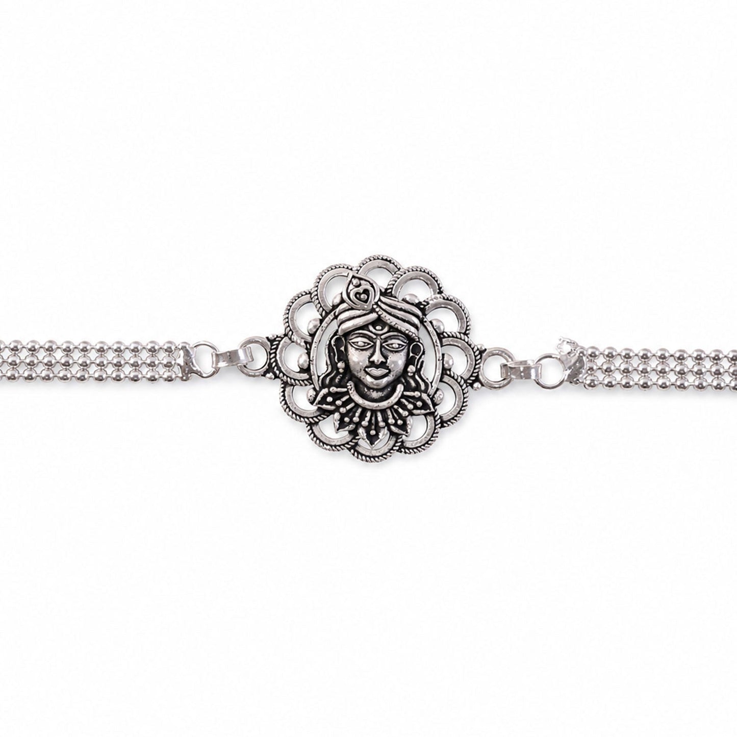 Mahadev Shiva Motif Oxidised Silver Chain Rakhi (10pcs)