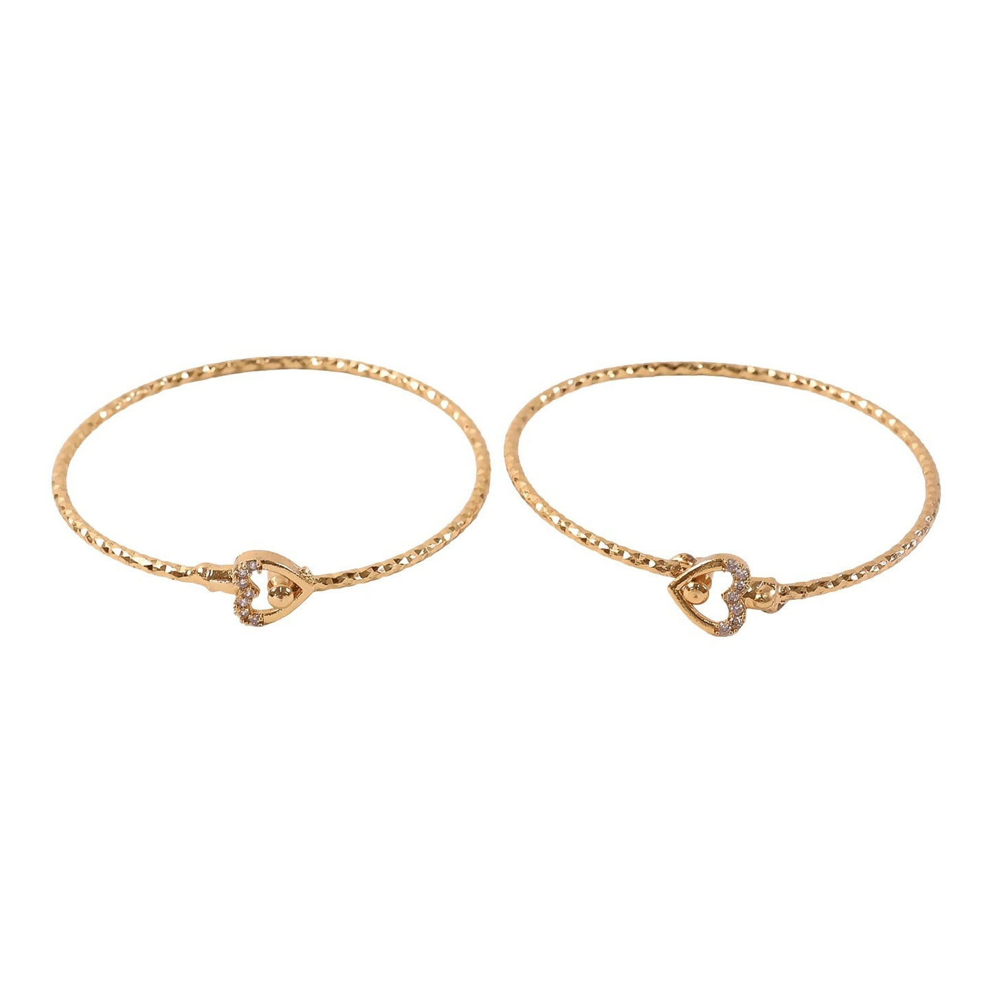 Elegant Gold Heart Lock Bangles for Women