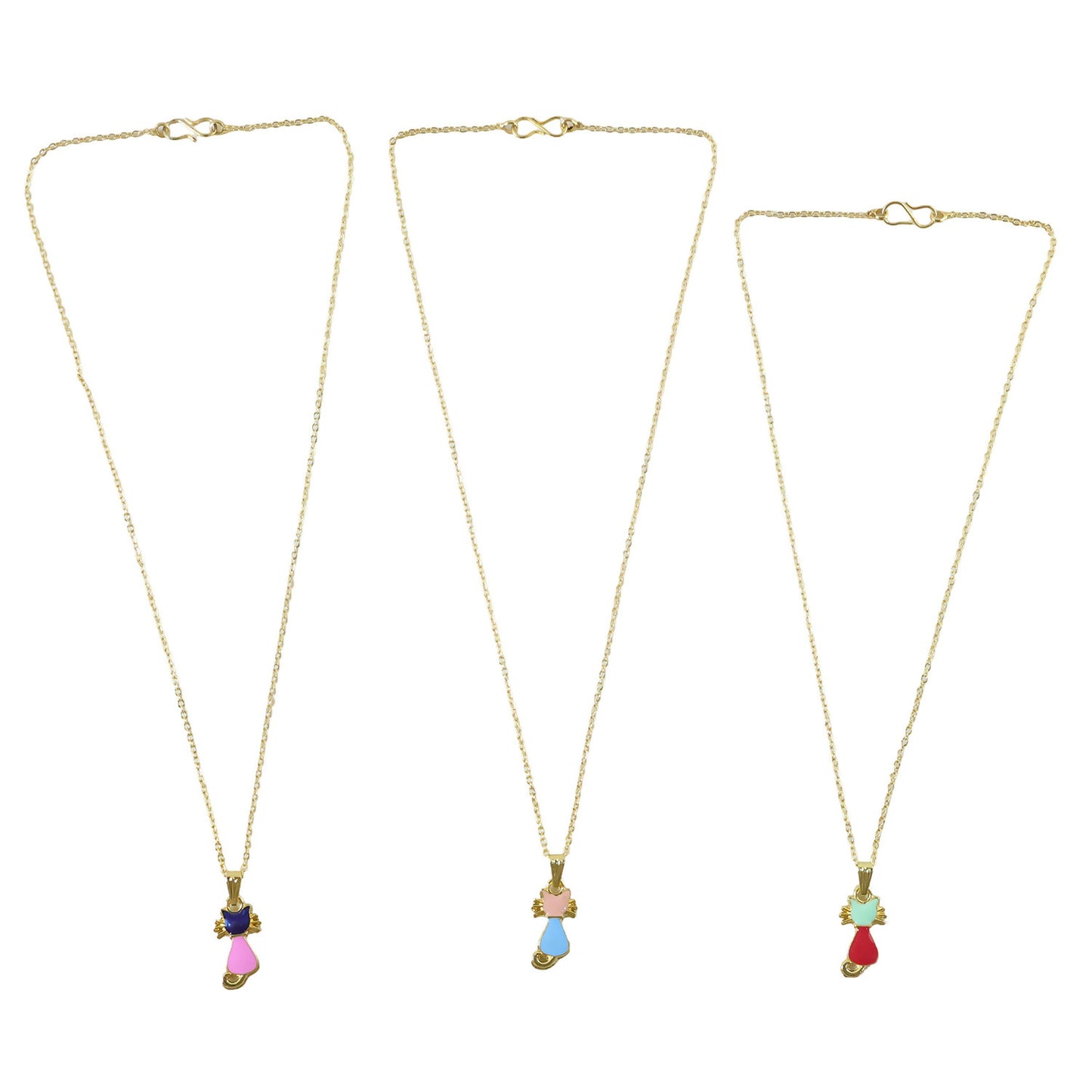 Gold cat pendant necklace styled with casual outfit